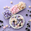 Wholesale New cartoon three-dimensional flower heavy beaded DIY hand-made tide play round beads cream hand-painted beads accessories