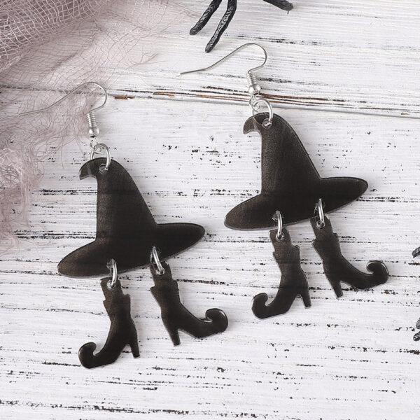 oly-2d6573ee2780970aab1642989c9c4dc2 Wholesale Cross Border Halloween Gothic Wind Witch Hat Boots Pendant Earrings Acrylic Ear Jewelry Halloween Gift