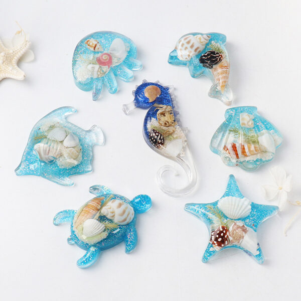 Wholesale New Ocean Crafts Refrigerator Stickers Hippocampus Turtle Creative Gift Real Shell Starfish Stereoscopic Tourist Souvenirs