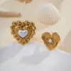 Wholesale Jewelry Elegant Cute Romantic Irregular Heart Shape Flower 304 Stainless Steel Imitation Pearl 18K Gold Plated Plating Inlay Open Rings