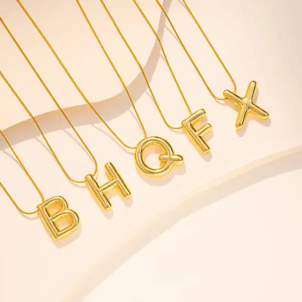 PVD Coated Real Gold Plated Letter Stainless Steel Simple Style Waterproof Non Tarnish Pendant Necklace