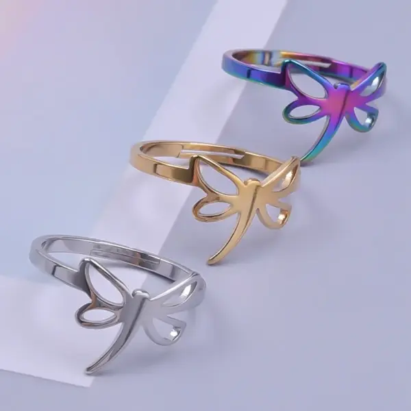 Wholesale PVD Coated Real Gold Plated 18K Gold Solid Color Bow Knot 304 Stainless Steel Commute Waterproof Non Tarnish Rings