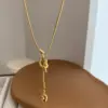Wholesale 1 Piece Elegant Solid Color Knot Titanium Steel Plating Necklace