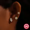 1 Piece Ear Cartilage Rings & Studs Vintage Style Geometric Solid Color 925 Sterling Silver Plating