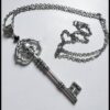 Wholesale, Gothic Antique sier Skull Key Necklace Crystal Necklace