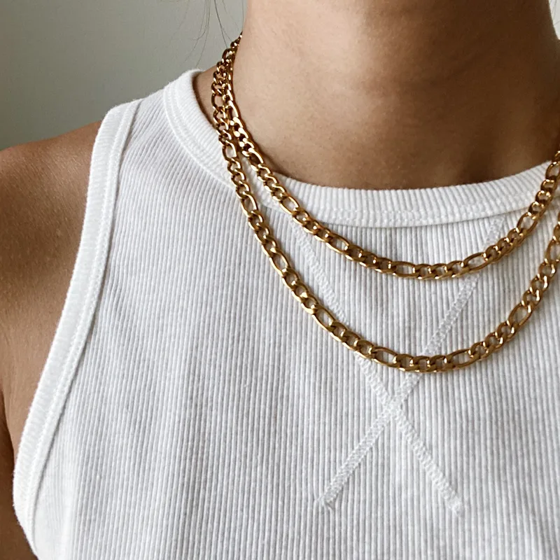 Wholesale Jewelry Hip-Hop Solid Color 304 Stainless Steel Plating Chain Stainless Steel Necklaces