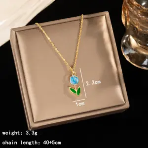 Golden, Oil Dripping Tulip Necklace