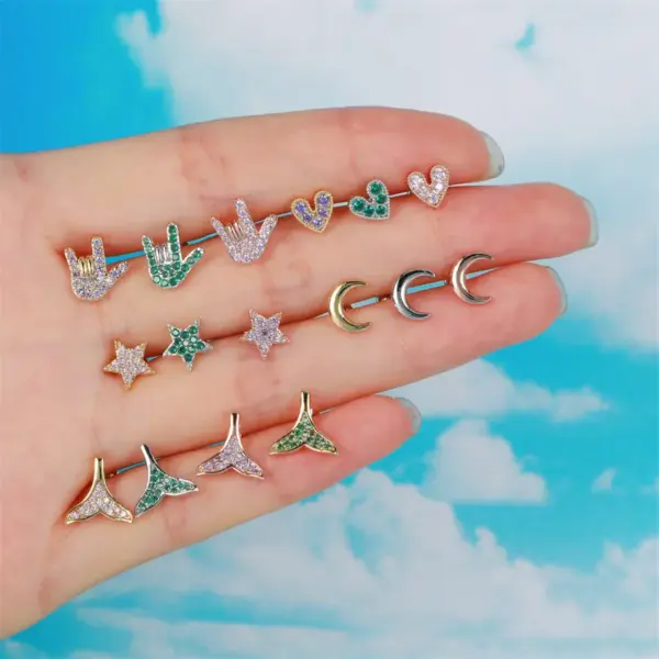 Wholesale Brass Gem Ear Cartilage Rings & Studs Geometric Waterproof Non Tarnish Surgical Steel