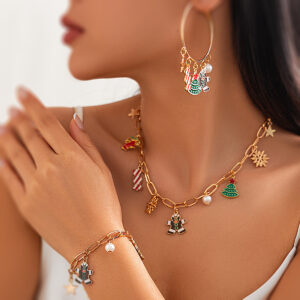 Wholesale Christmas Bell Christmas Tree Tassel Pendant Necklace