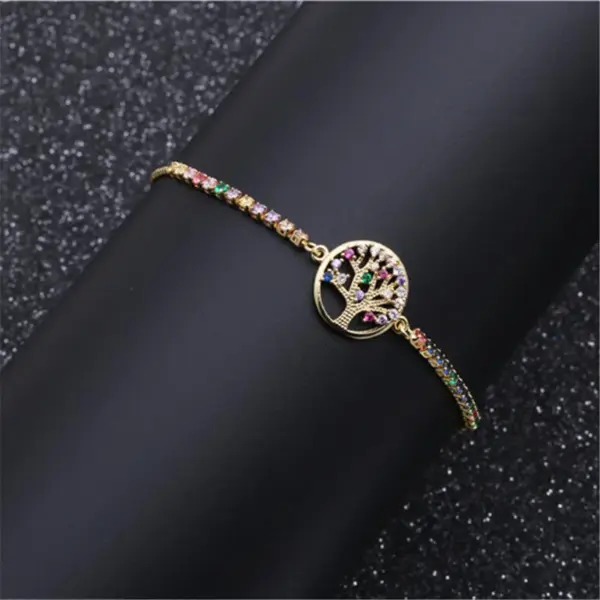 Fashion Jewelry Copper Micro-set Zirconium Life Tree Adjustable Bracelet Wholesale Nihaojewelry