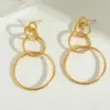 Wholesale 1 Pair Elegant Retro Exaggerated Geometric Circle 304 Stainless Steel Copper 18K Gold Plated Ear Studs