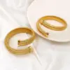 Wholesale PVD Coated 18K Gold Real Gold Plated Solid Color 304 Stainless Steel Simple Style Waterproof Non Tarnish 304 Stainless Steel Bangle