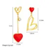 Wholesale PVD Coated 18K Gold Plated Heart Shape 304 Stainless Steel Basic Waterproof Non Tarnish Dangling Earrings