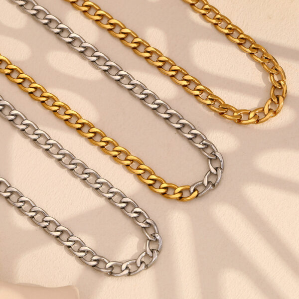oly-2db8fe8f0677ec6b7998cf09b0de34a6 Wholesale hip hop personality Cuban chain necklace stainless steel plated 18K gold two-color base polished chain