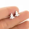 Wholesale PVD Coated 18K Gold Real Gold Plated Christmas Tree 304 Stainless Steel Fashion Waterproof Non Tarnish Ear Studs