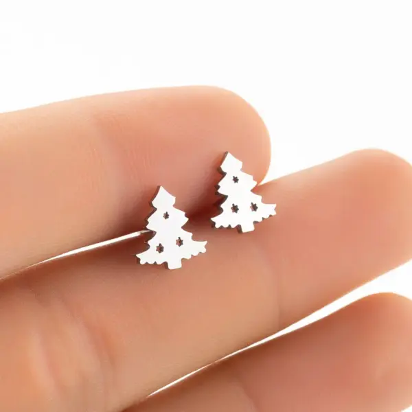 Wholesale PVD Coated 18K Gold Real Gold Plated Christmas Tree 304 Stainless Steel Fashion Waterproof Non Tarnish Ear Studs