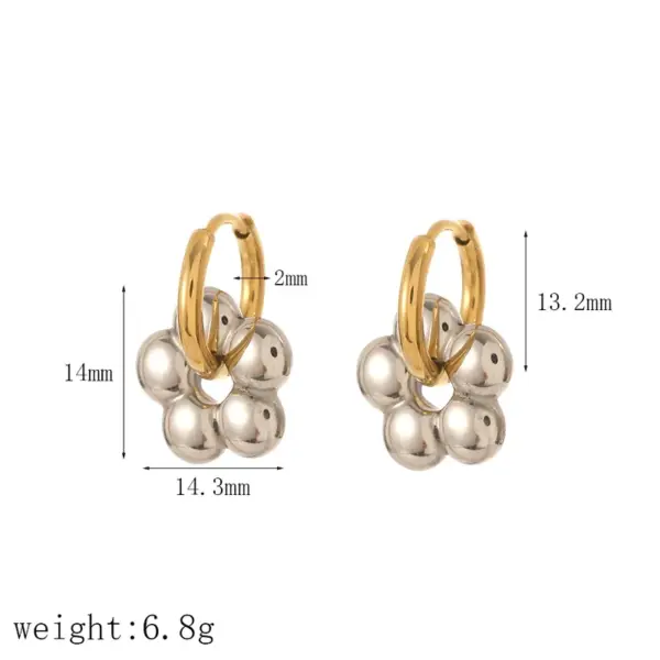 Wholesale PVD Coated Real Gold Plated 18K Gold Flower 304 Stainless Steel IG Style Sweet Waterproof Non Tarnish Earrings