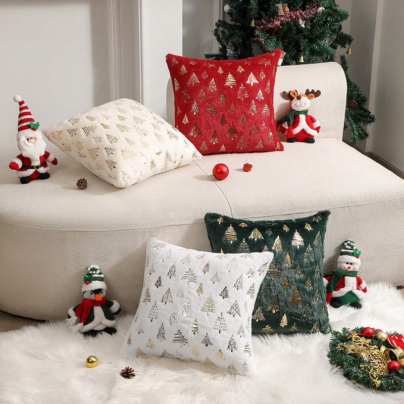 Wholesale Christmas tree gold-stamped double-sided pillowcase
