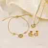 PVD Coated 18K Gold Plated Heart Shape 304 Stainless Steel Titanium Sweet Waterproof Non Tarnish Bracelets Earrings Necklace