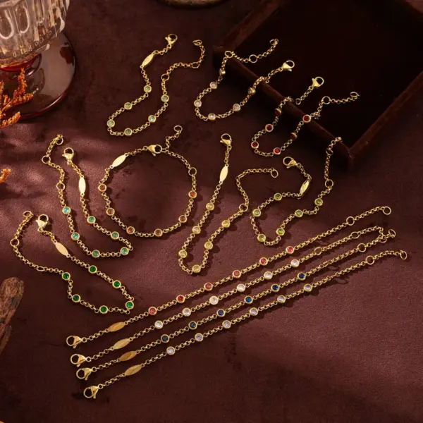 Wholesale Vacuum Plating 18K Gold Plated Birthstone 304 Stainless Steel Elegant Classical Lady 304 Stainless Steel Lobster Trigger Clasp Closure Bracelets
