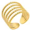 Wholesale Jewelry Classic Style Solid Color 304 Stainless Steel 18K Gold Plated Asymmetrical Polishing Rings