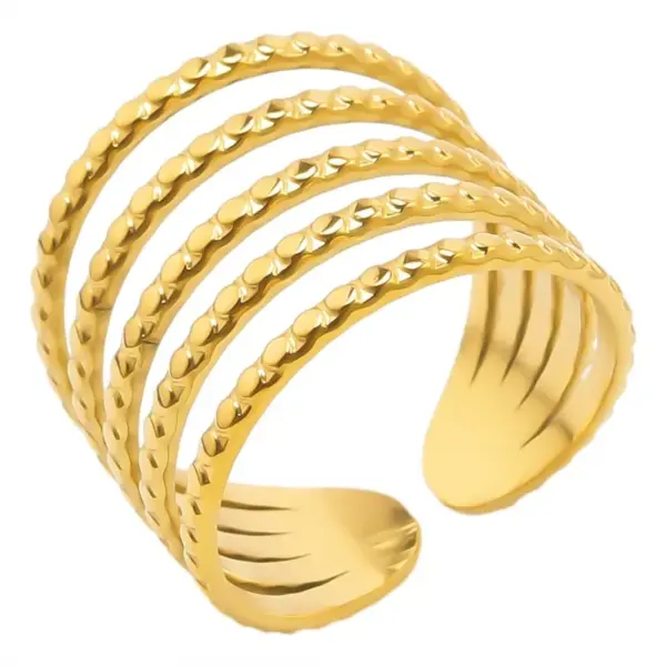 Wholesale Jewelry Classic Style Solid Color 304 Stainless Steel 18K Gold Plated Asymmetrical Polishing Rings
