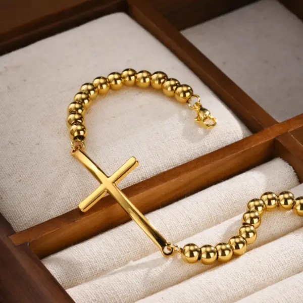 Wholesale PVD Coated Real Gold Plated 18K Portrait Virgin Mary 201 Stainless Steel Classical IG Style Waterproof Non Tarnish Bracelets