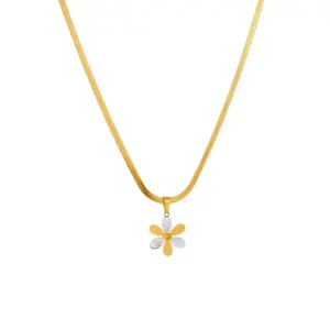 Wholesale 304 Stainless Steel Flower PVD Coated 18K Real Gold Plated Sweet Waterproof Non Tarnish Patchwork Earrings Necklace