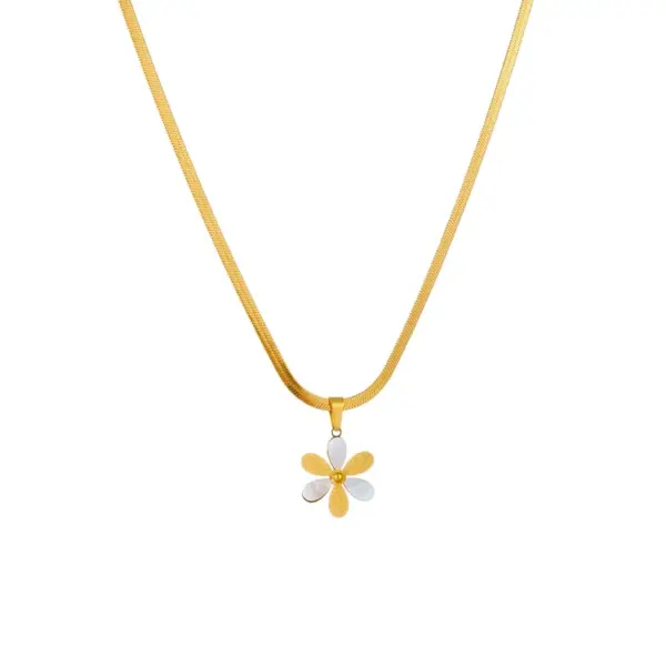 Wholesale 304 Stainless Steel Flower PVD Coated 18K Real Gold Plated Sweet Waterproof Non Tarnish Patchwork Earrings Necklace