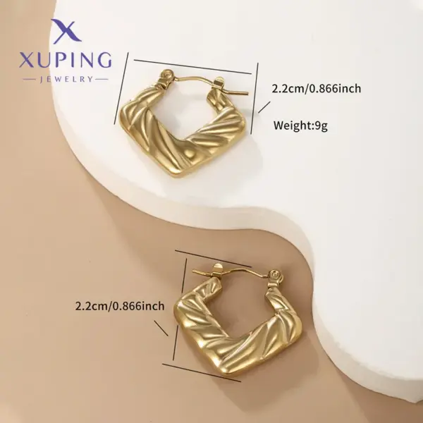 Wholesale 1 Pair Retro XUPING Simple Style Geometric Knot Plating 304 Stainless Steel 18K Gold Plated Earrings