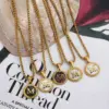 Wholesale PVD Coated 18K Gold Plated Letter 304 Stainless Steel Casual Modern Style Waterproof Non Tarnish 304 Stainless Steel Pendant Necklace