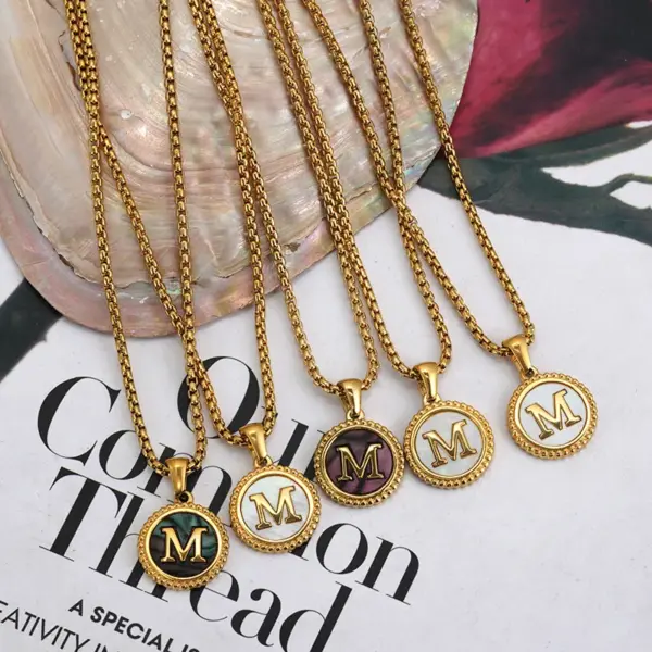 Wholesale PVD Coated 18K Gold Plated Letter 304 Stainless Steel Casual Modern Style Waterproof Non Tarnish 304 Stainless Steel Pendant Necklace