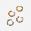 PVD Coated 18K Gold Real Gold Plated Round 201 Stainless Steel Fashion Waterproof Non Tarnish Earrings