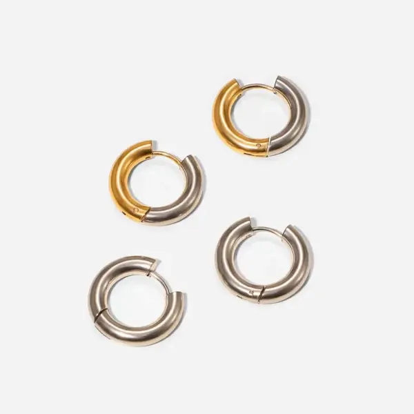 PVD Coated 18K Gold Real Gold Plated Round 201 Stainless Steel Fashion Waterproof Non Tarnish Earrings