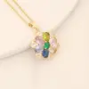 Wholesale Romantic Sweet Commute Heart Shape Flower Copper Plating Inlay 18K Gold Plated Zircon Pendant Necklace