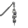 Wholesale Chiba Punk Style Thai Silver Pendant Necklace with Three Skull Pendants, Retro Personalized Sweater Chain Pendant