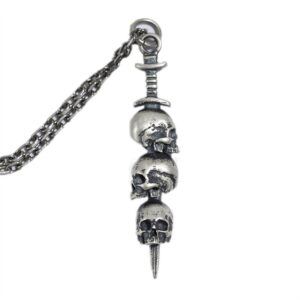 "td-514 ""sword through skull"" pendant + cross chain"