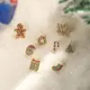 Wholesale 1 Pair Christmas Cute Cartoon Christmas Socks Plating Inlay Copper Zircon Ear Studs