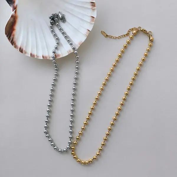 304 Stainless Steel Chain PVD Coated Stone-Free Real Gold Plated Simple Style Commute Waterproof Non Tarnish Paperclip Chain Micro Super Whisper Thin Chain Ball Chain Lobster Trigger Clasp Closure Necklace Choker