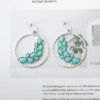 Wholesale New European and American Retro Cross-border Earrings Personalized Exaggerated Large Circle Leaves Turquoise Earrings Alloy Earrings