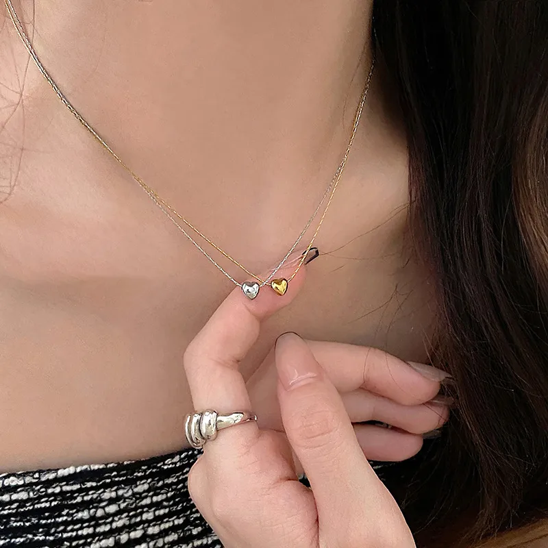 Wholesale Heart Shape Titanium Steel Copper Simple Style Necklace