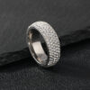 Wholesale Cross-border supply of titanium steel ring women's niche high-grade five-row clay full diamond ring stainless steel jewelry manufacturers