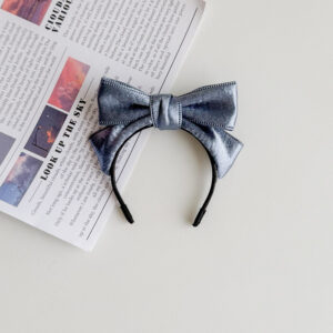 Dark blue metallic luster satin headband