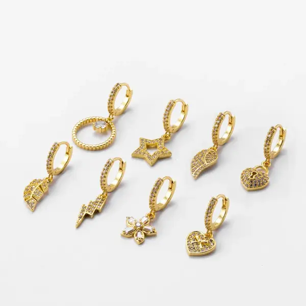 1 Piece Fashion Leaves Heart Shape Plating Inlay Copper Zircon Ear Studs