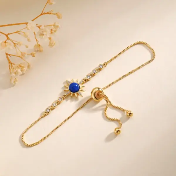 Wholesale Copper 18K Gold Plated Basic Modern Style Classic Style Plating Inlay Sun Turquoise Zircon Bracelets