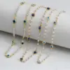 Wholesale Fashion Devil's Eye Imitation Pearl Copper Necklace Plating Copper Necklaces