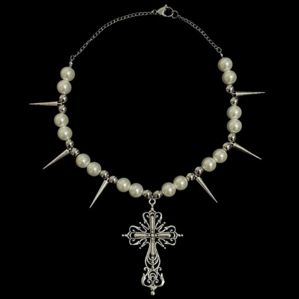 Wholesale Cross-border popular accessories European and American fashion ins women's exaggerated personality awl necklace Pearl awl short clavicle chain