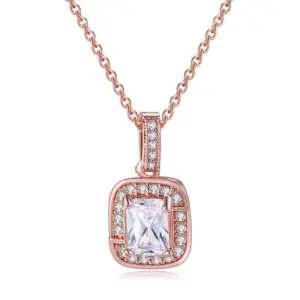 Rose Gold + White Stone Necklace