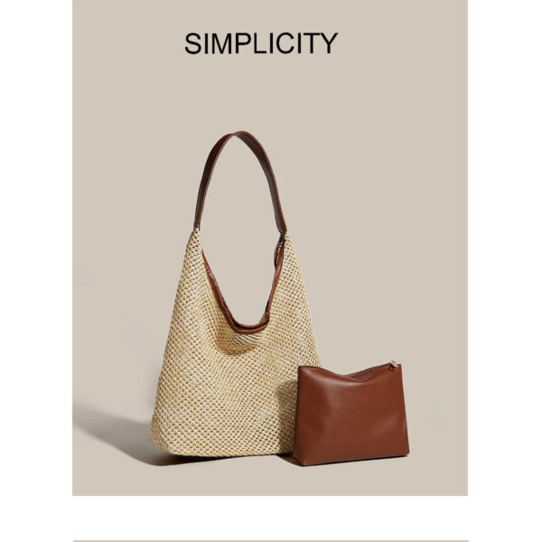 Wholesale New Ins Vintage Straw Tote Bag Shoulder Bag Women's Casual Large Capacity Summer Holiday Beach Bag