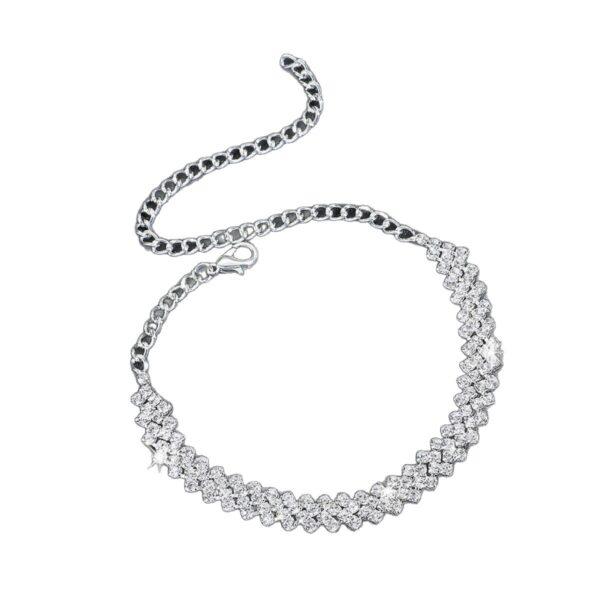 Wholesale Cross-Border Women's Simple and Fashionable Gold and Silver Personalized Shiny Diamond-Shaped Beach Anklets Versatile Foot Accessories